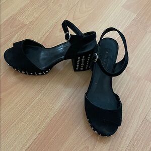 Aqua Black Studded Women's Sandal heels